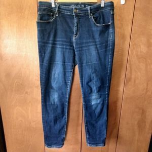 Ava & Viv Dark Wash Slight Distressed Men's Skinny Jeans (14W)